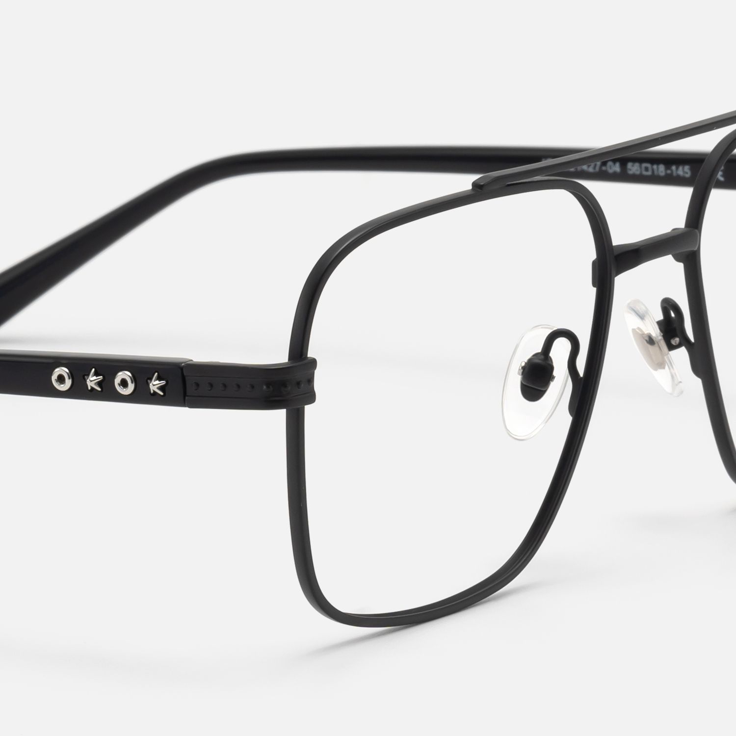 Kovar - Matte Black Monochrome Wire Aviator by Vooglam - Design Details