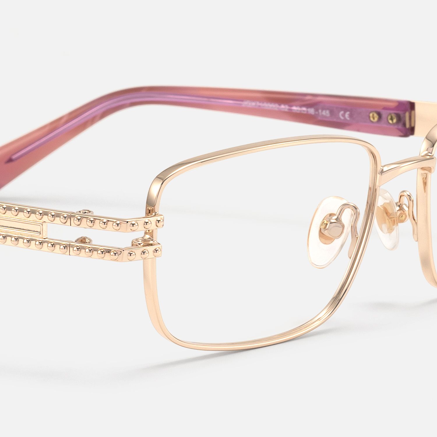 Veyra - Pink Gold Studded Glasses by Vooglam - Design Details