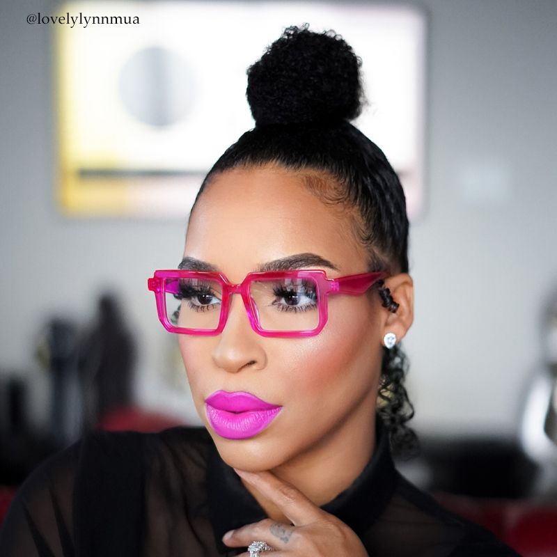 Cassiel - Rectangle Pink Eyeglasses - 9