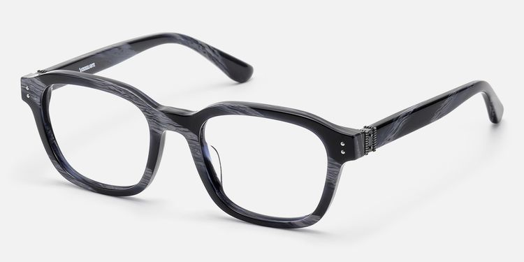Rainier - Dark Blue Horn Zipper Square Glasses by Vooglam