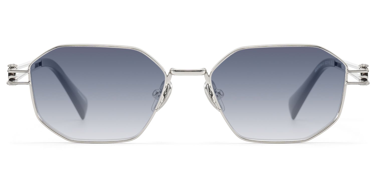 Loos - Silver Geometric Double Wire Sunglasses by Vooglam Product Details 1