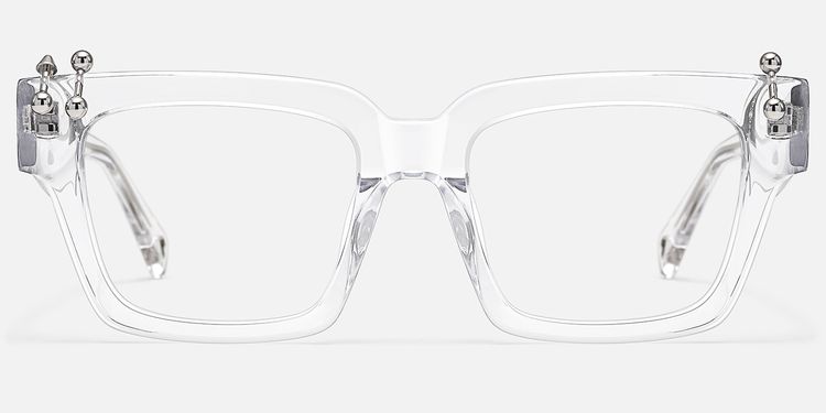 PIERCE - Clear Silver Square Acetate Glasses by Vooglam