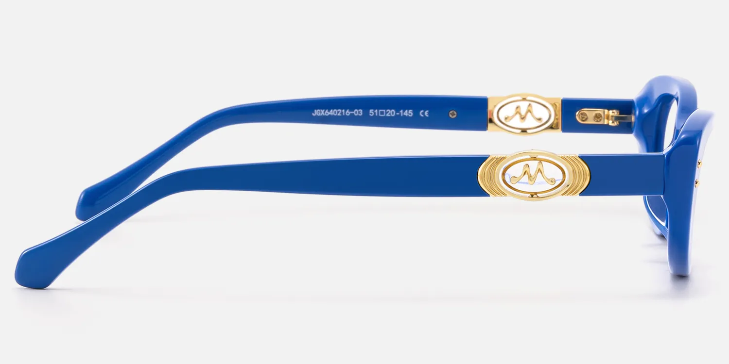 Judith - Butterfly Blue Eyeglasses | Vooglam Side View