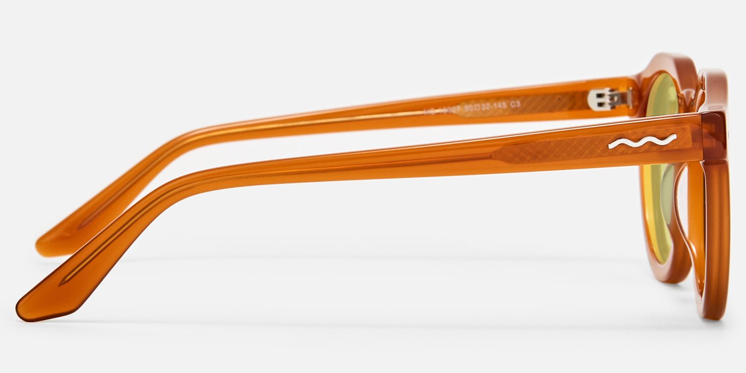 Aubrey - Amber Geometric Round Sunglasses by Vooglam - Side View