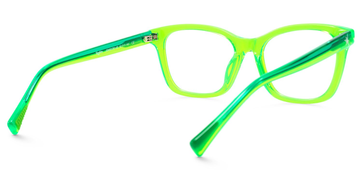 Coexist - Rectangle Green Eyeglasses by Vooglam - Side View