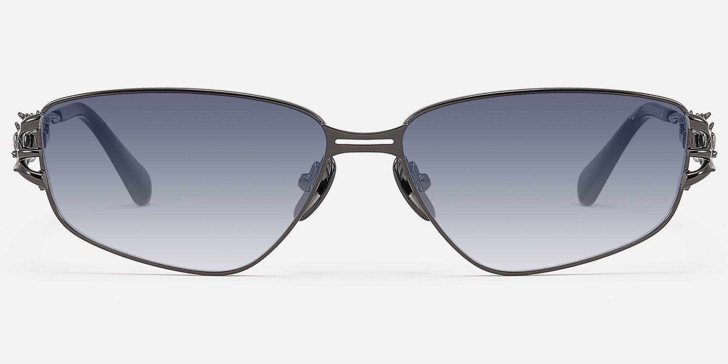 Spine - Gunmetal Thorn Geometric Sunglasses by Vooglam - Angle View