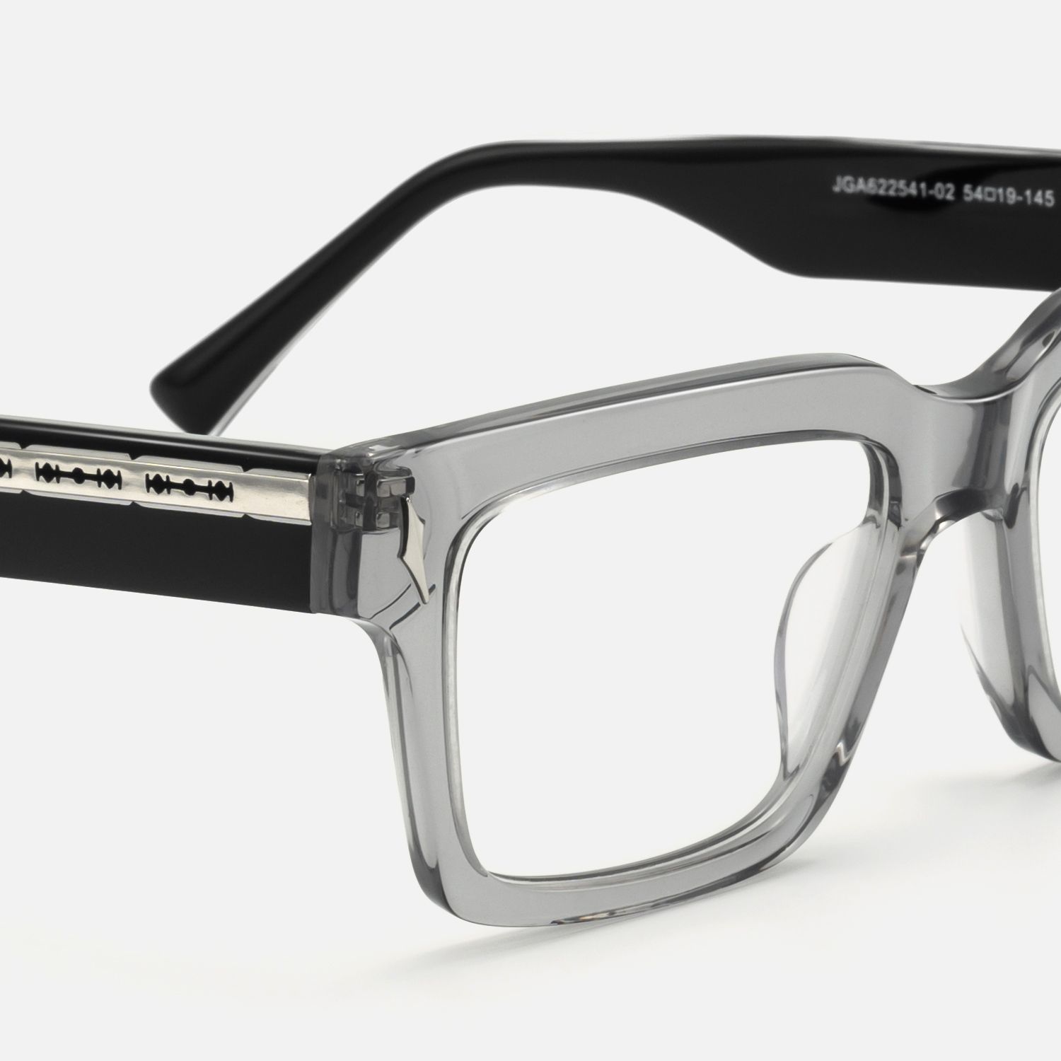 Razor - Transparent Grey Two Tone Glasses by Vooglam - Design Details