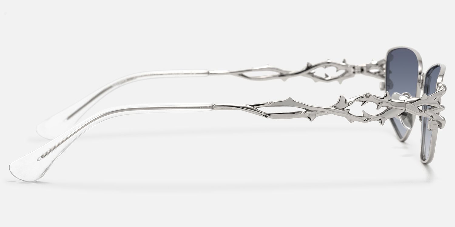 Spine - Silver Thorn Geometric Sunglasses by Vooglam - Side View