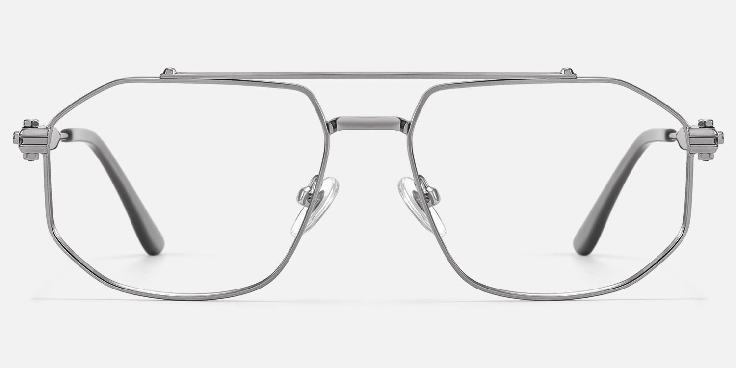Ando - Light Gunmetal Daily Aviator Glasses by Vooglam - Angle View