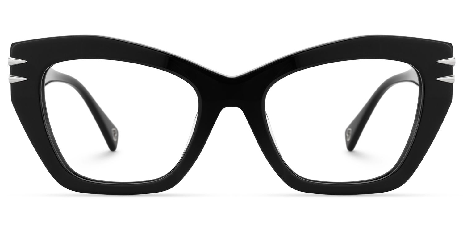 Manon - Zipper Chunky Black Cateye Glasses by Vooglam Product Details 1