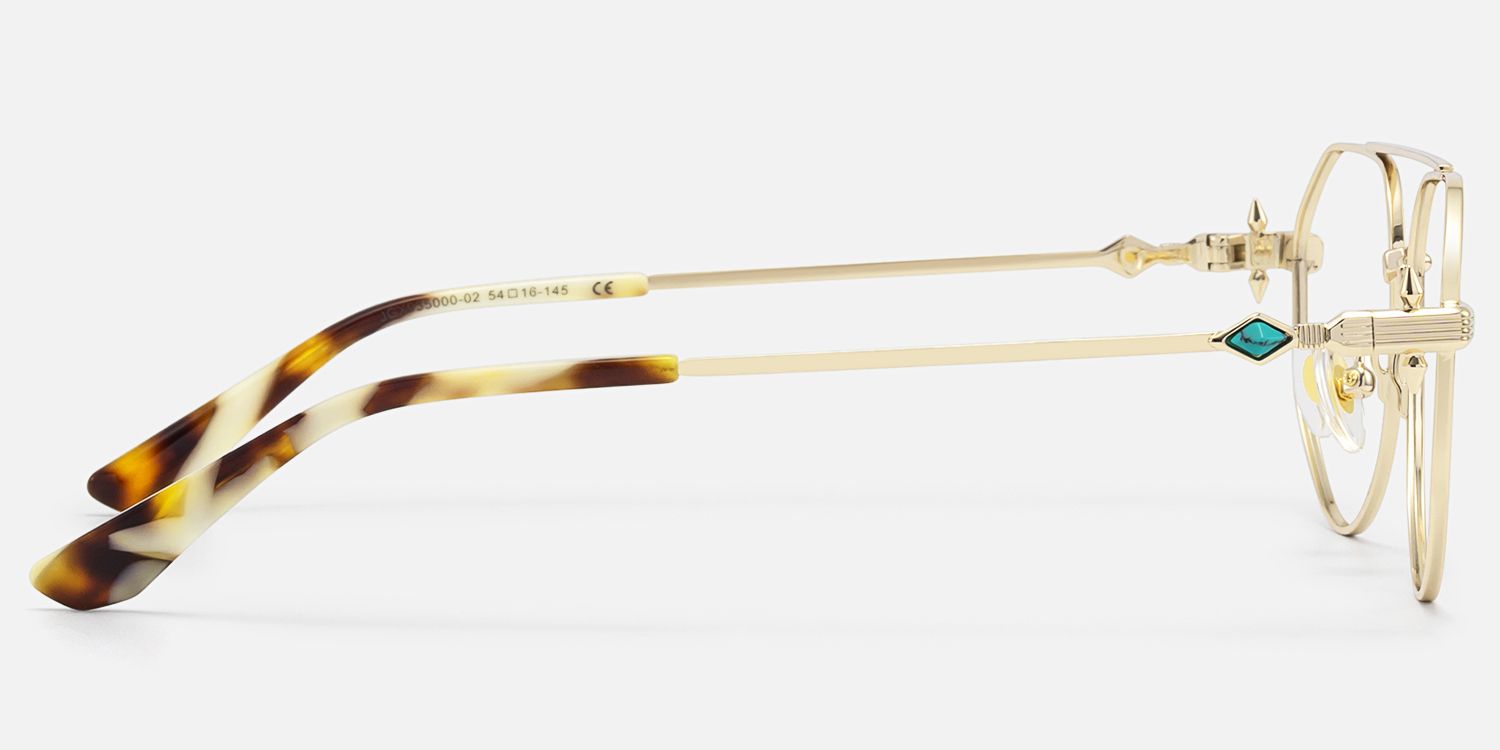 Aegis - Retro Gold Slim Aviator Glasses by Vooglam - Side View