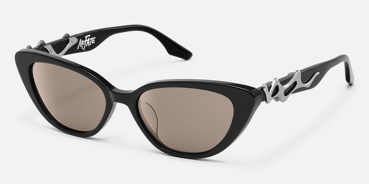 No Fate - Oversized Black Amber Cat Eye Shades by Vooglam