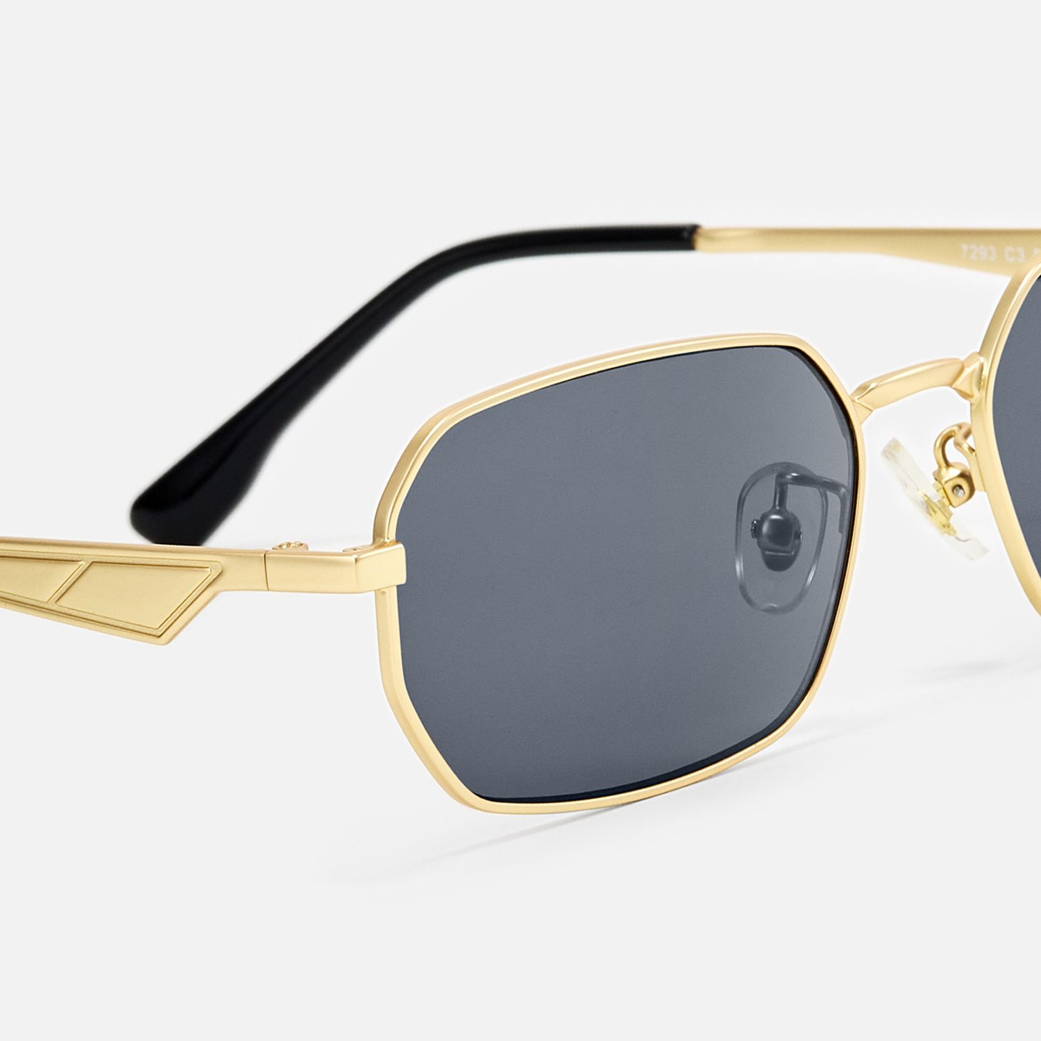 Aether - Thin Gold Narrow Rectangle Sunglasses by Vooglam - Design Details