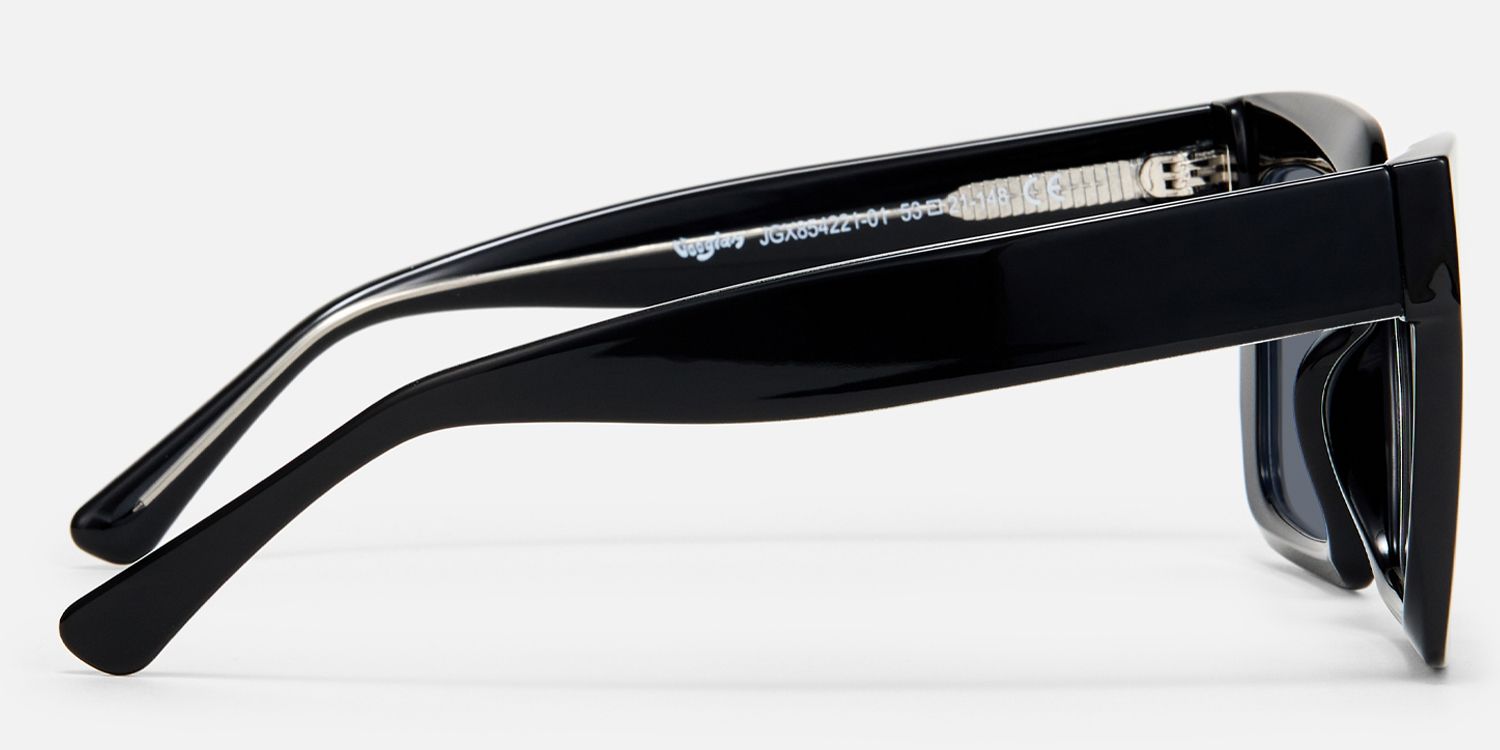 Pacheco - Oversized Black Square Sunglasses by Vooglam - Side View
