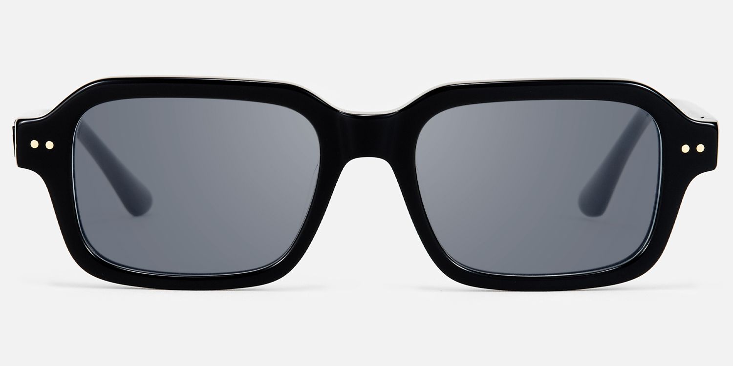 Narges - Rectangle Black Sunglasses by Vooglam - Angle View