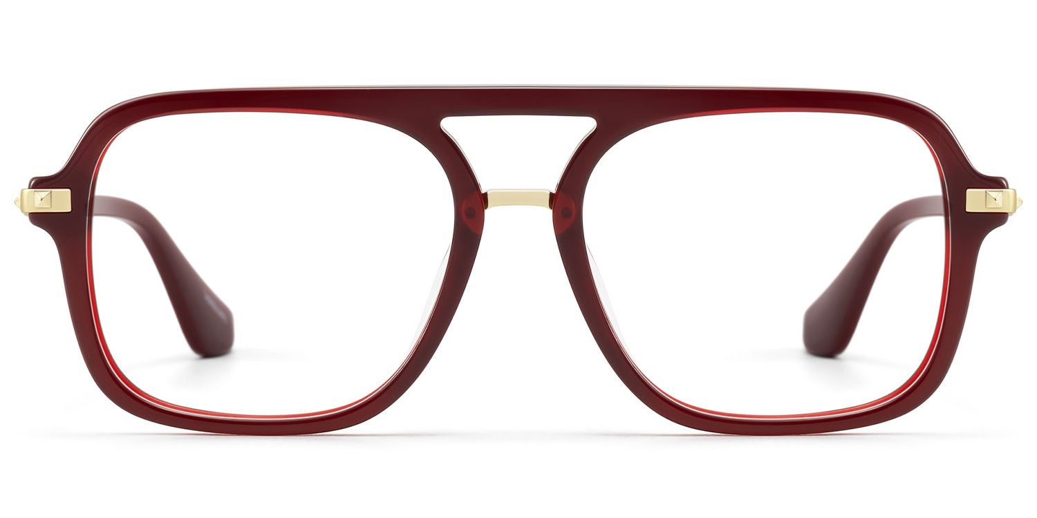 Marfa - Maroon Square Acetate Aviator Glasses by Vooglam Product Details 1
