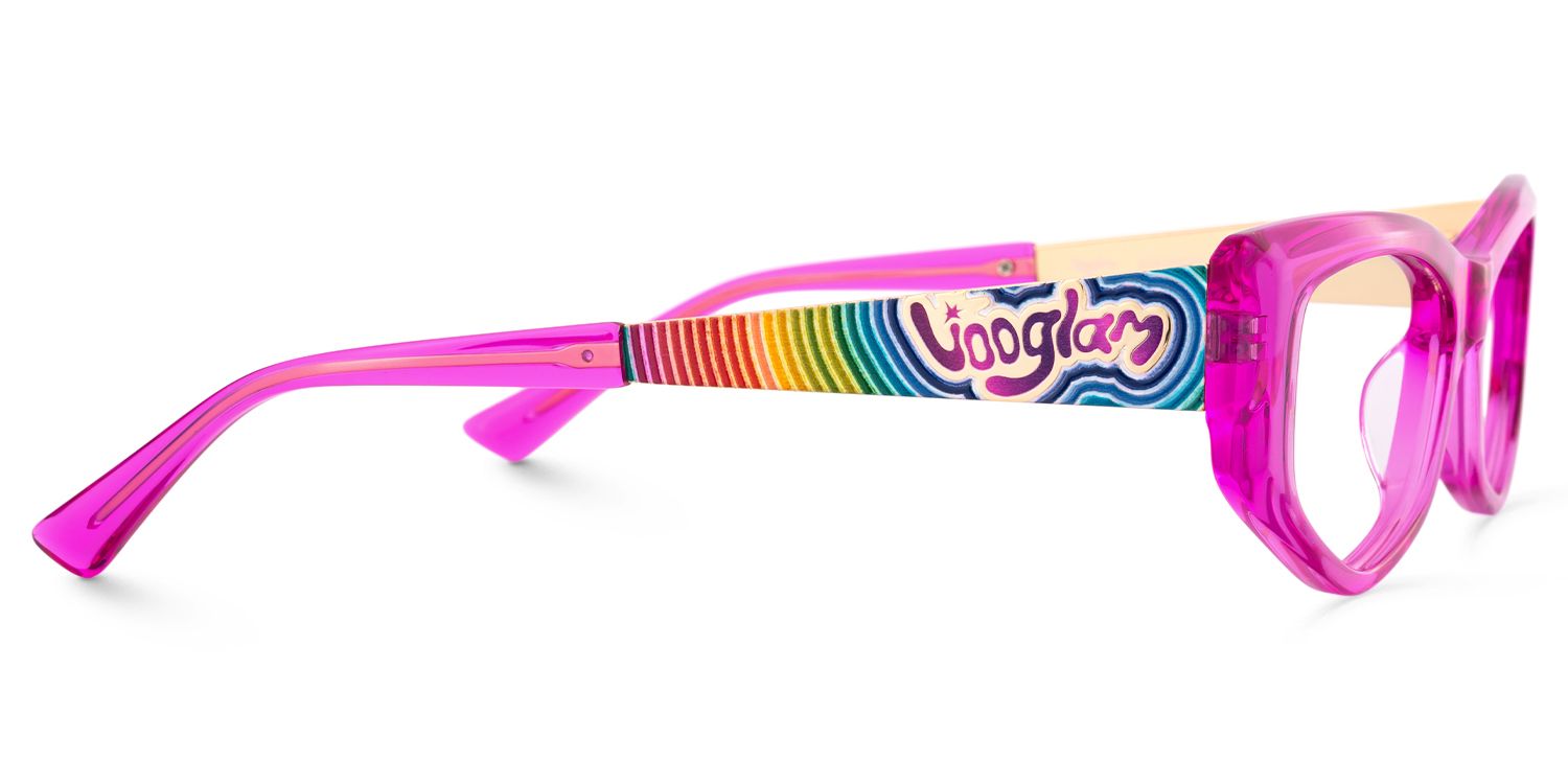 Tahiya - Geometric Pink Eyeglasses by Vooglam - Product View 4
