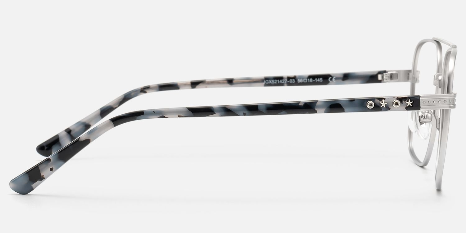 Kovar - Silver Double Bridge Metal Aviator by Vooglam - Side View