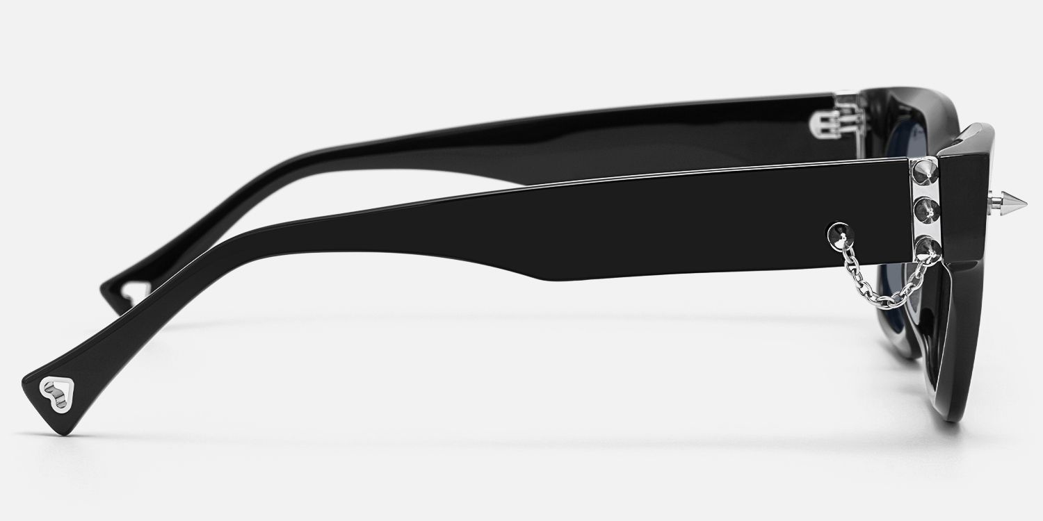 Stud - Rock Stud Black Rectangle Sunglasses by Vooglam - Side View