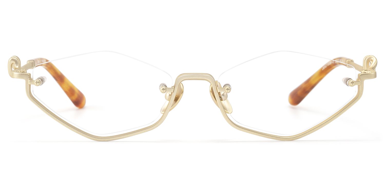 Niseko - Matte Brushed Gold Geometric Glasses by Vooglam Product Details 1