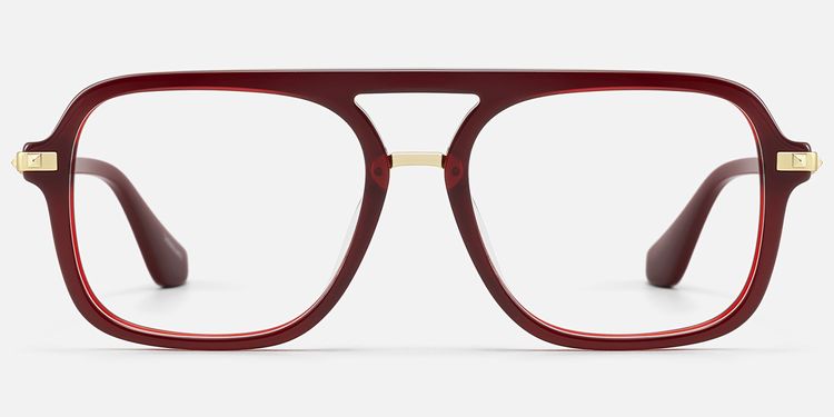 Marfa - Maroon Square Acetate Aviator Glasses by Vooglam