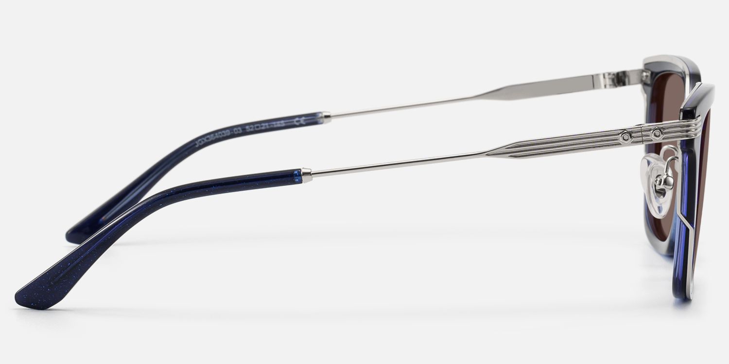 Kassel - Statement Navy Blue Brown Lens Sunglasses by Vooglam - Side View