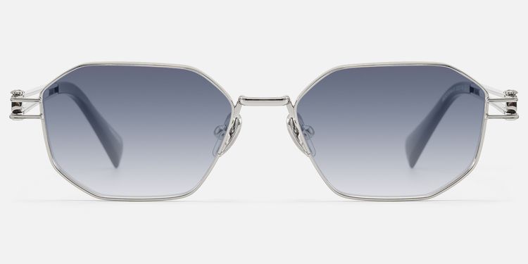 Loos - Silver Geometric Double Wire Sunglasses by Vooglam