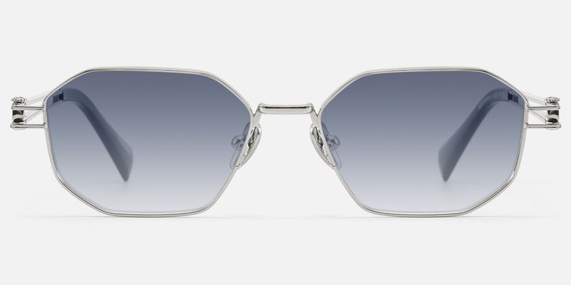 Loos - Silver Geometric Double Wire Sunglasses by Vooglam