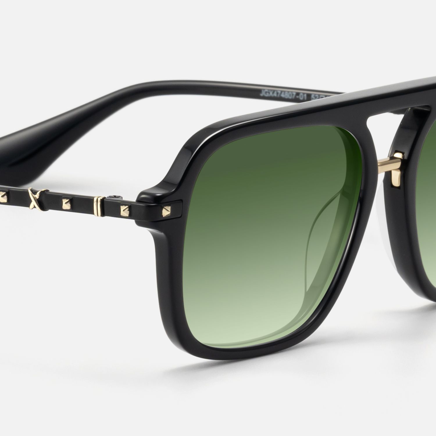 Marfa - Black Square Double Bridge Aviator Shades by Vooglam - Design Details