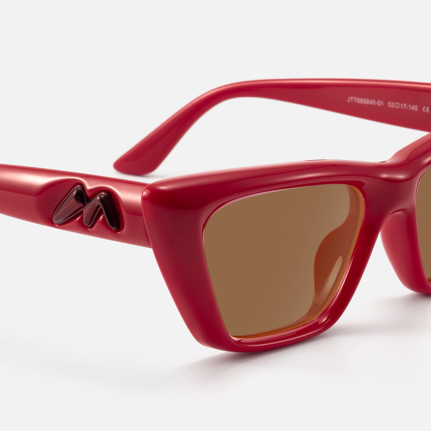 Meguro - Amber Tint TR90 Puffy Red Sunglasses by Vooglam - Design Details