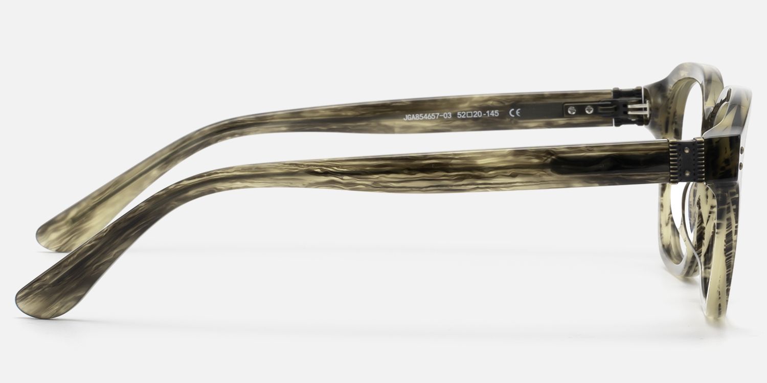 Rainier - Clear Brown Horn Rim Zipper Glasses by Vooglam - Side View