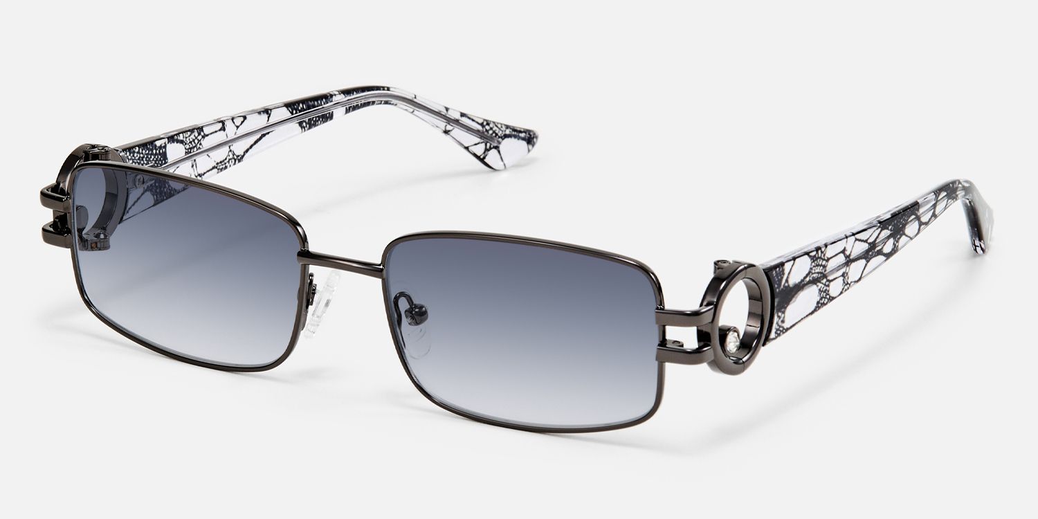 Aurae - Rectangle Grey Sunglasses by Vooglam - Front View