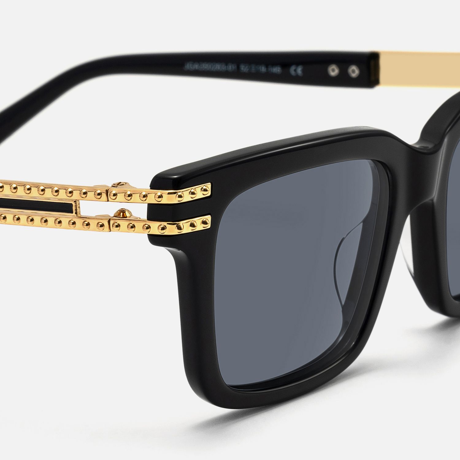 Anansi - Oversized Black and Gold Sunglasses by Vooglam - Design Details