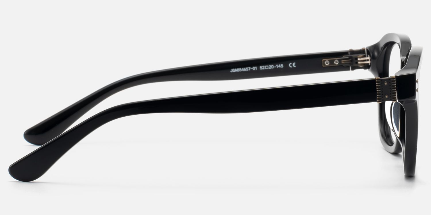Rainier - Black Acetate Zipper Square Glasses by Vooglam - Side View