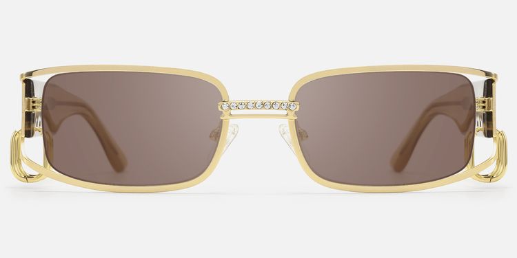 Riff - Rectangle Gold Sunglasses by Vooglam
