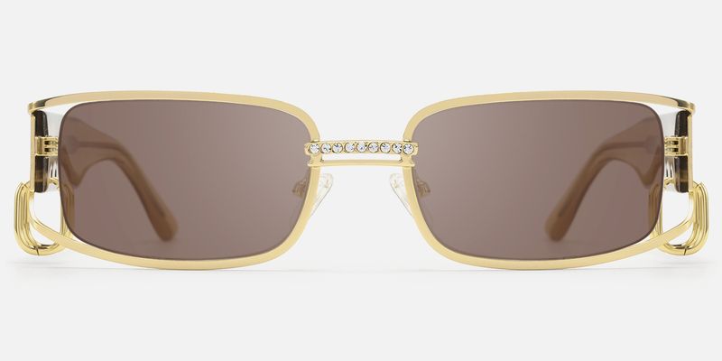 Riff - Rectangle Gold Sunglasses by Vooglam