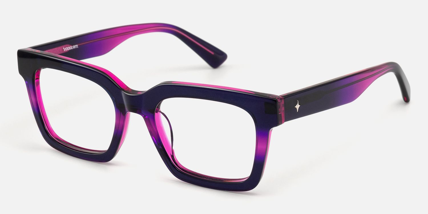Loop - Purple Pink Gradient Square Glasses by Vooglam - Front View