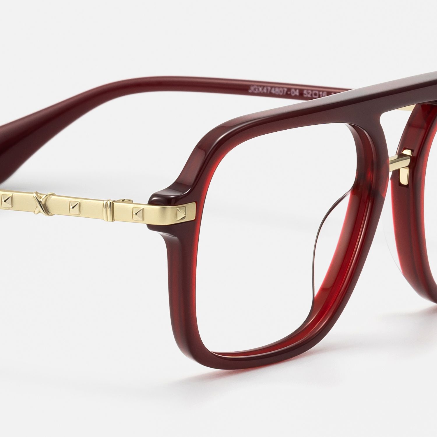 Marfa - Maroon Square Acetate Aviator Glasses by Vooglam - Design Details