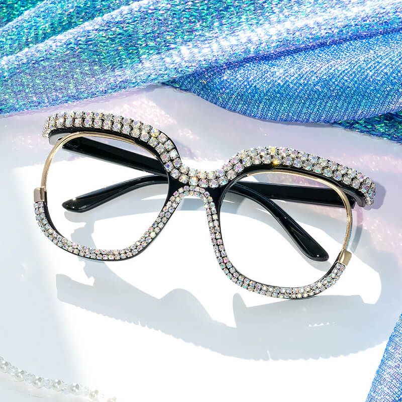 Mancha - Square Multicolor Eyeglasses | Vooglam On Model