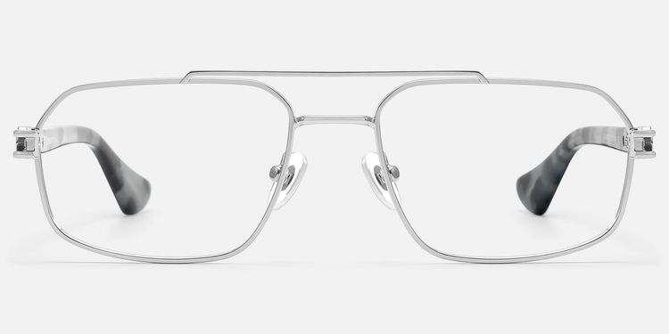 Lacey - Thin Metal Aviator Silver Glasses by Vooglam