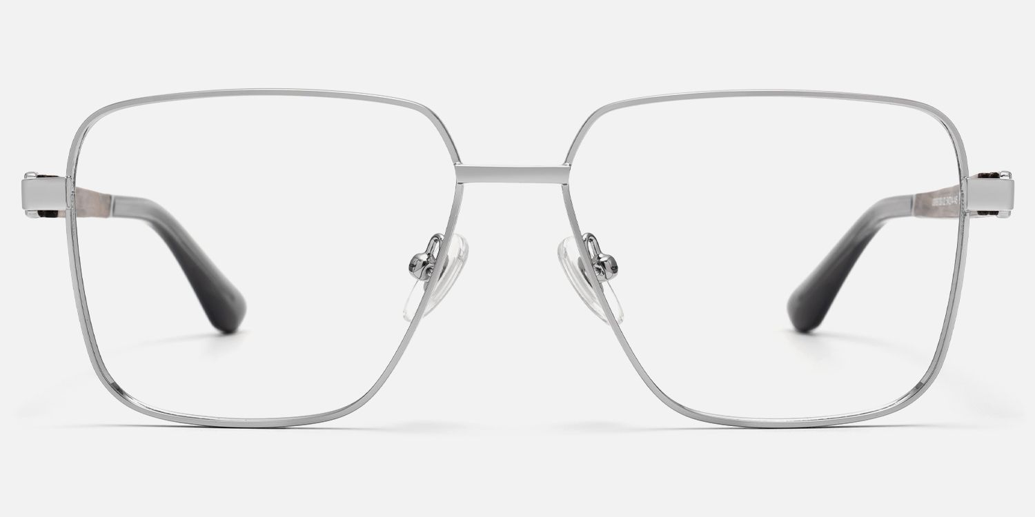 Griot - Square Silver Eyeglasses by Vooglam - Angle View