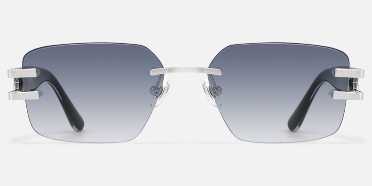 Aurum - Black Gradient Rimless Sunglasses by Vooglam