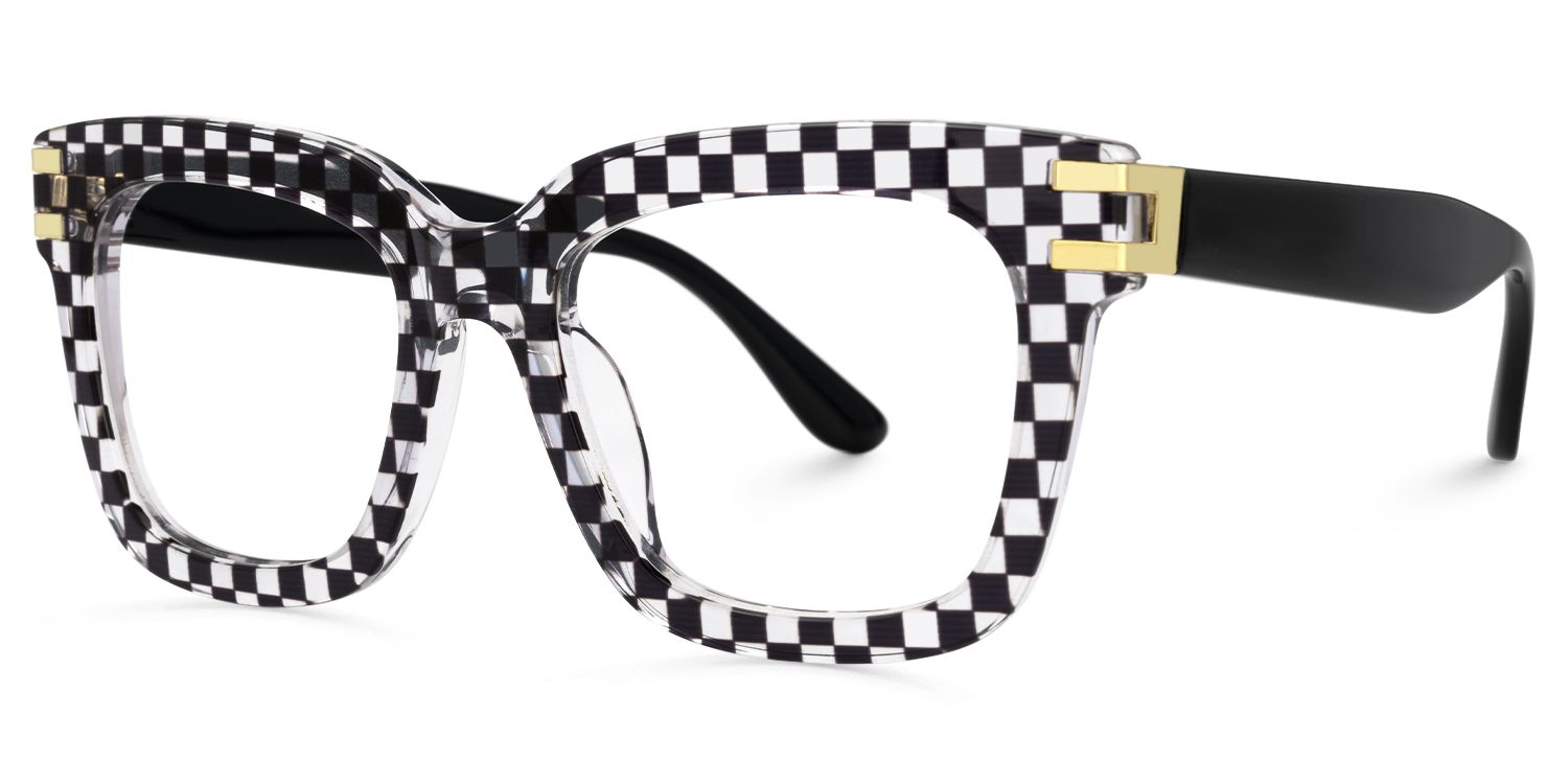 Anjelica - Distinctive Square Patterned Glasses by Vooglam - Front View