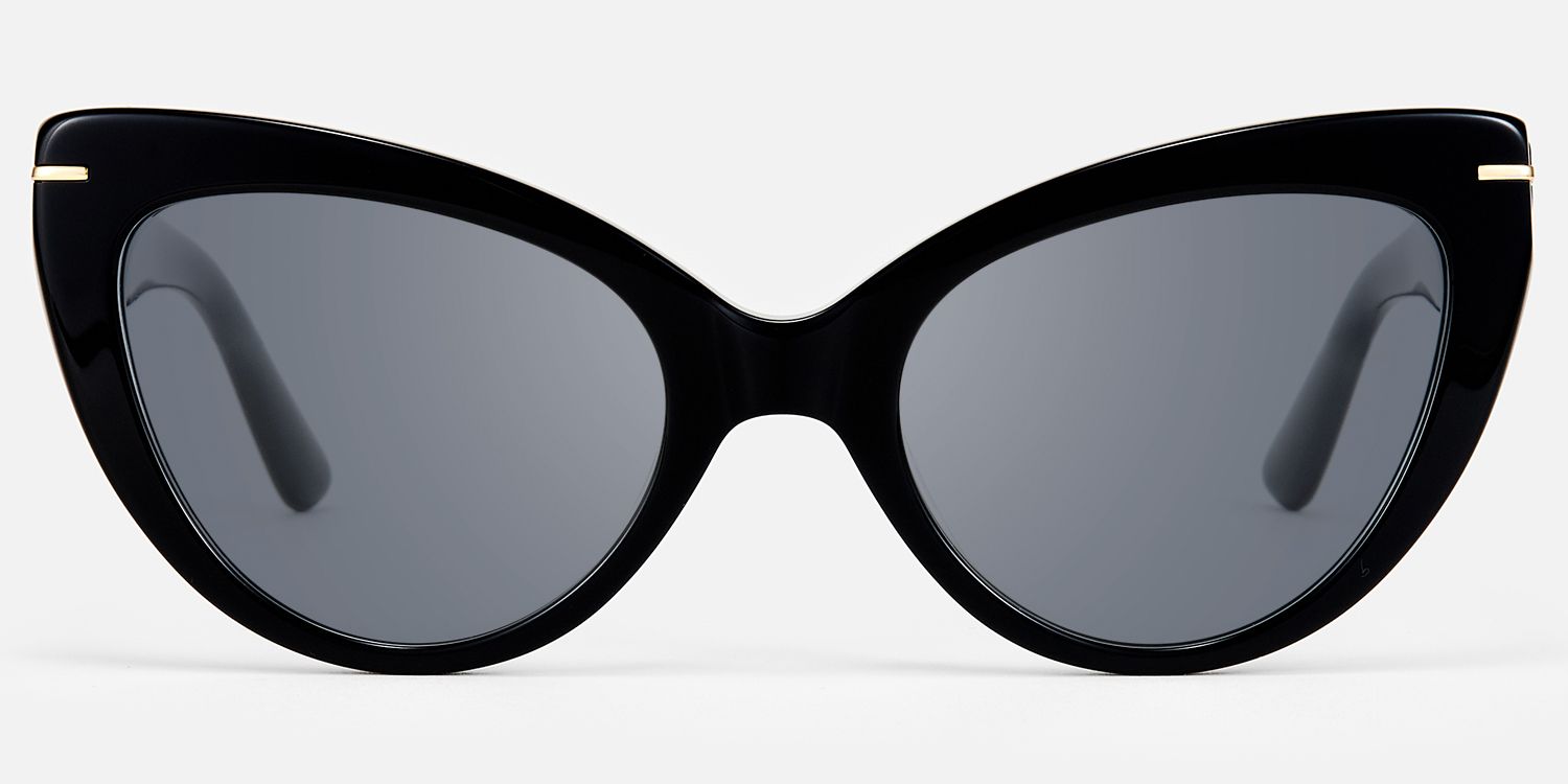 Veromca - Black Cat Eye Acetate Sunglasses by Vooglam - Angle View