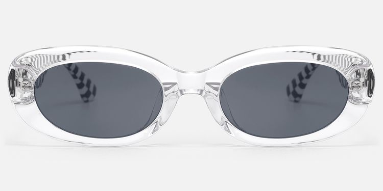 TADA - Checkered Clear Frame Oval Sunglasses by Vooglam