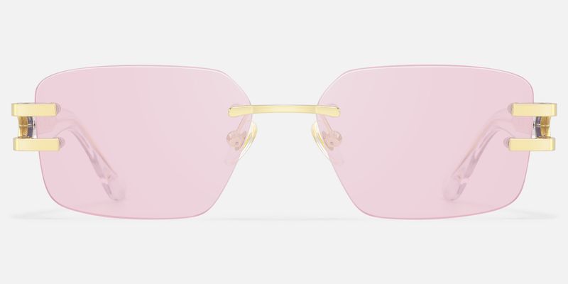 Aurum - Light Pink Rimless Sunglasses by Vooglam