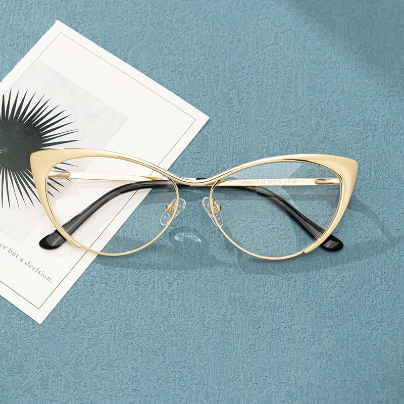 Annabelle - Cat Eye Gold Eyeglasses | Vooglam On Model