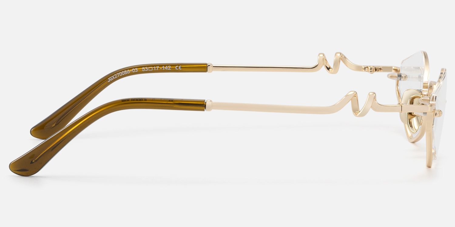 Niseko - Champagne Gold Octagon Half Rim Glasses by Vooglam - Side View
