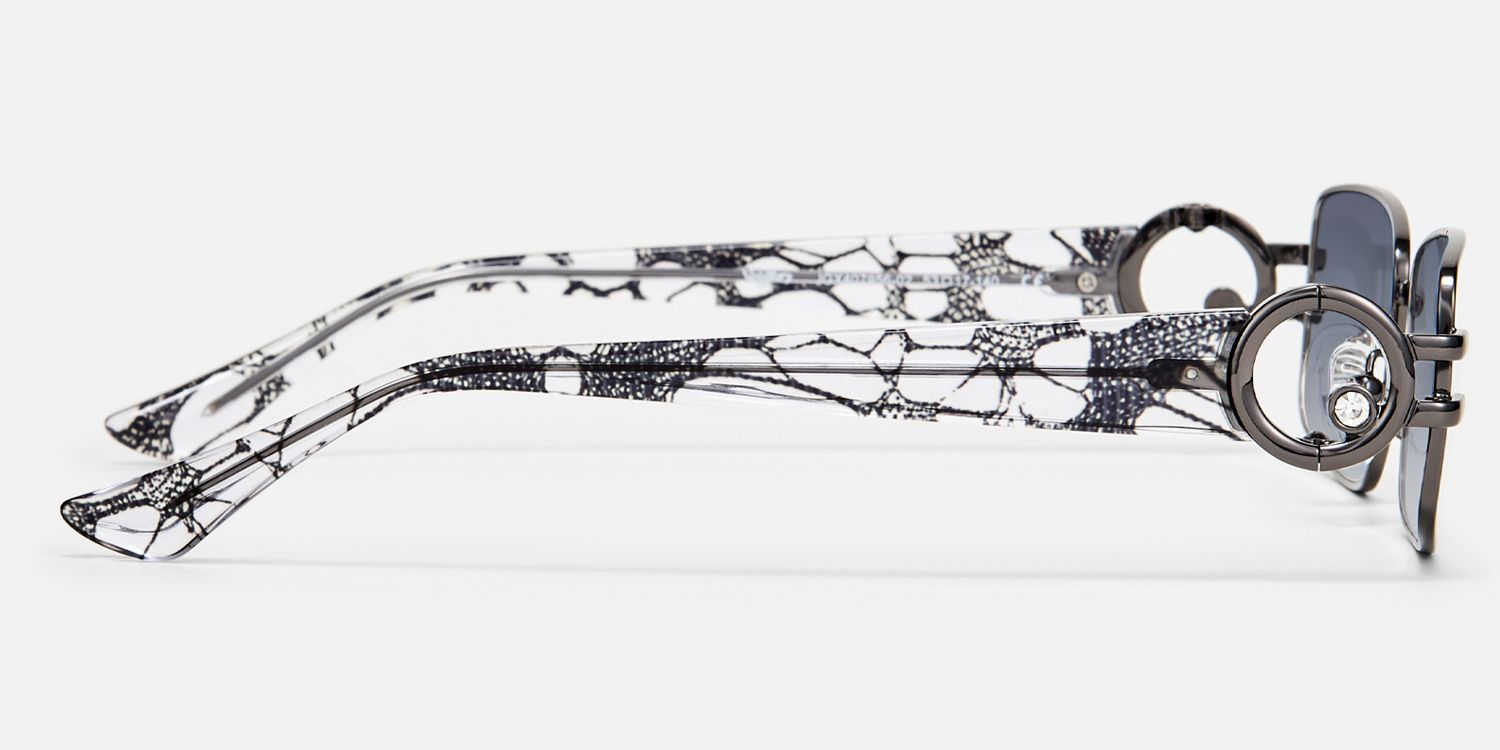 Aurae - Rectangle Grey Sunglasses by Vooglam - Side View