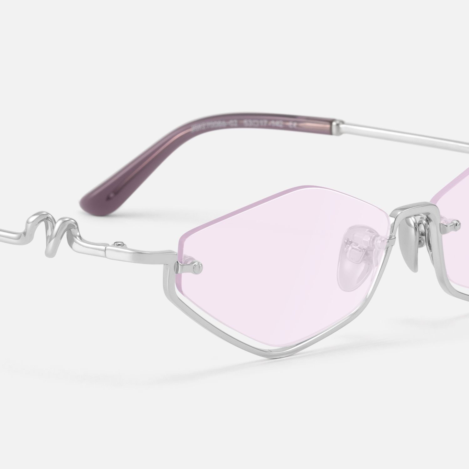 Niseko - Silver Octagon Light Tint Half Rim Shades by Vooglam - Design Details
